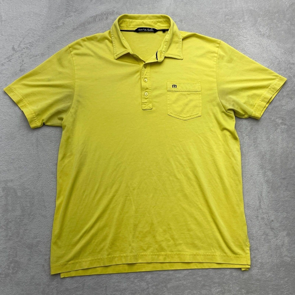 Travis Mathew Polo Shirt Mens Large Yellow Golf Lightweight Performance